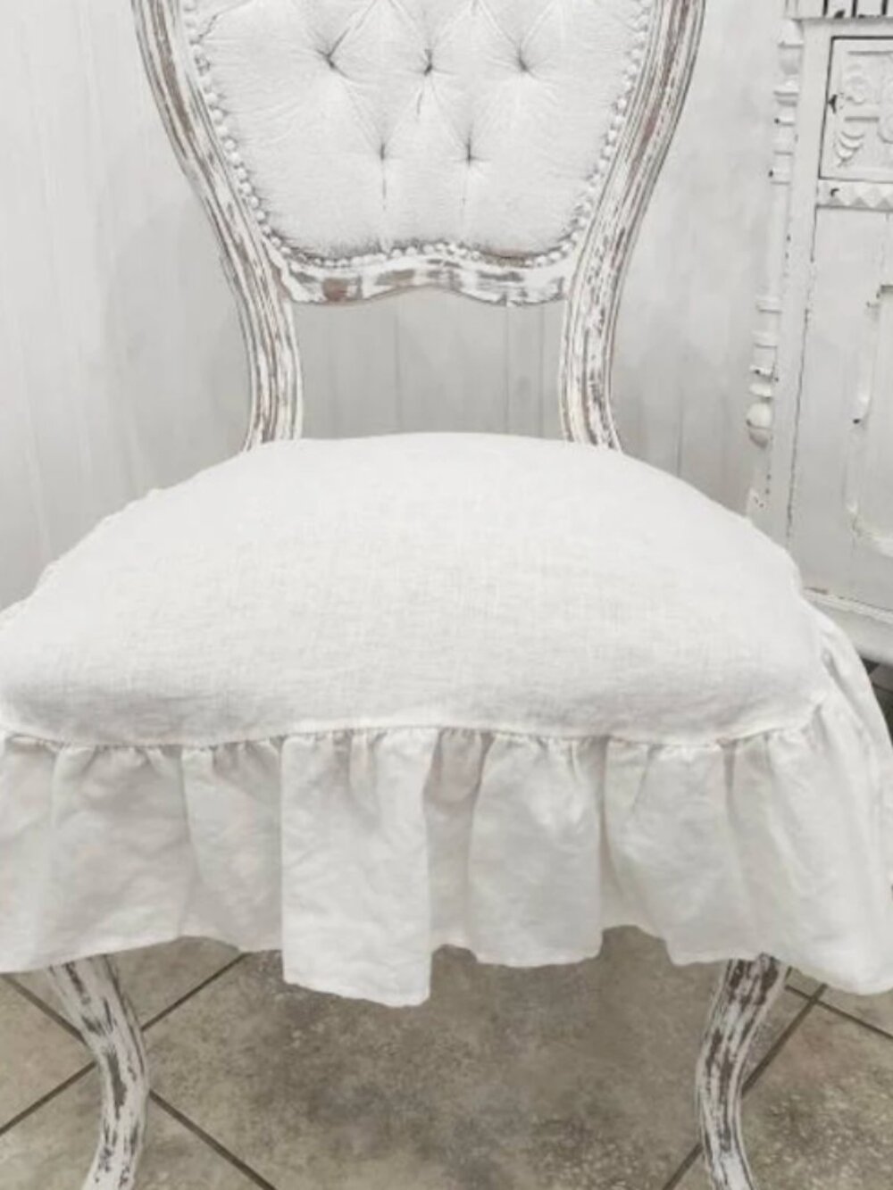 French White Linen Chair Covers